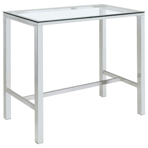 Tolbert Bar Table with Glass Top Chrome image