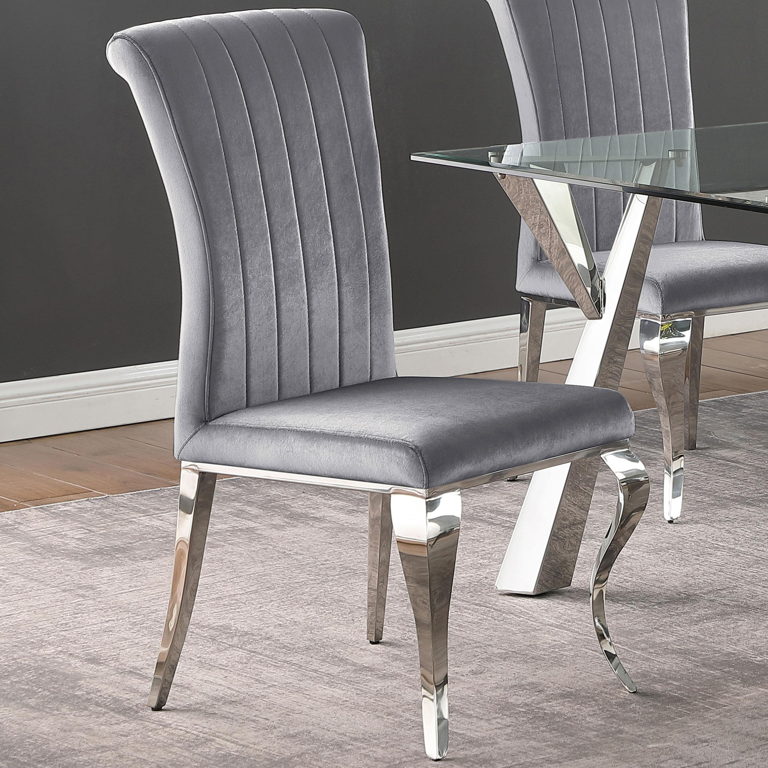 Betty Upholstered Side Chairs Grey and Chrome (Set of 4) image