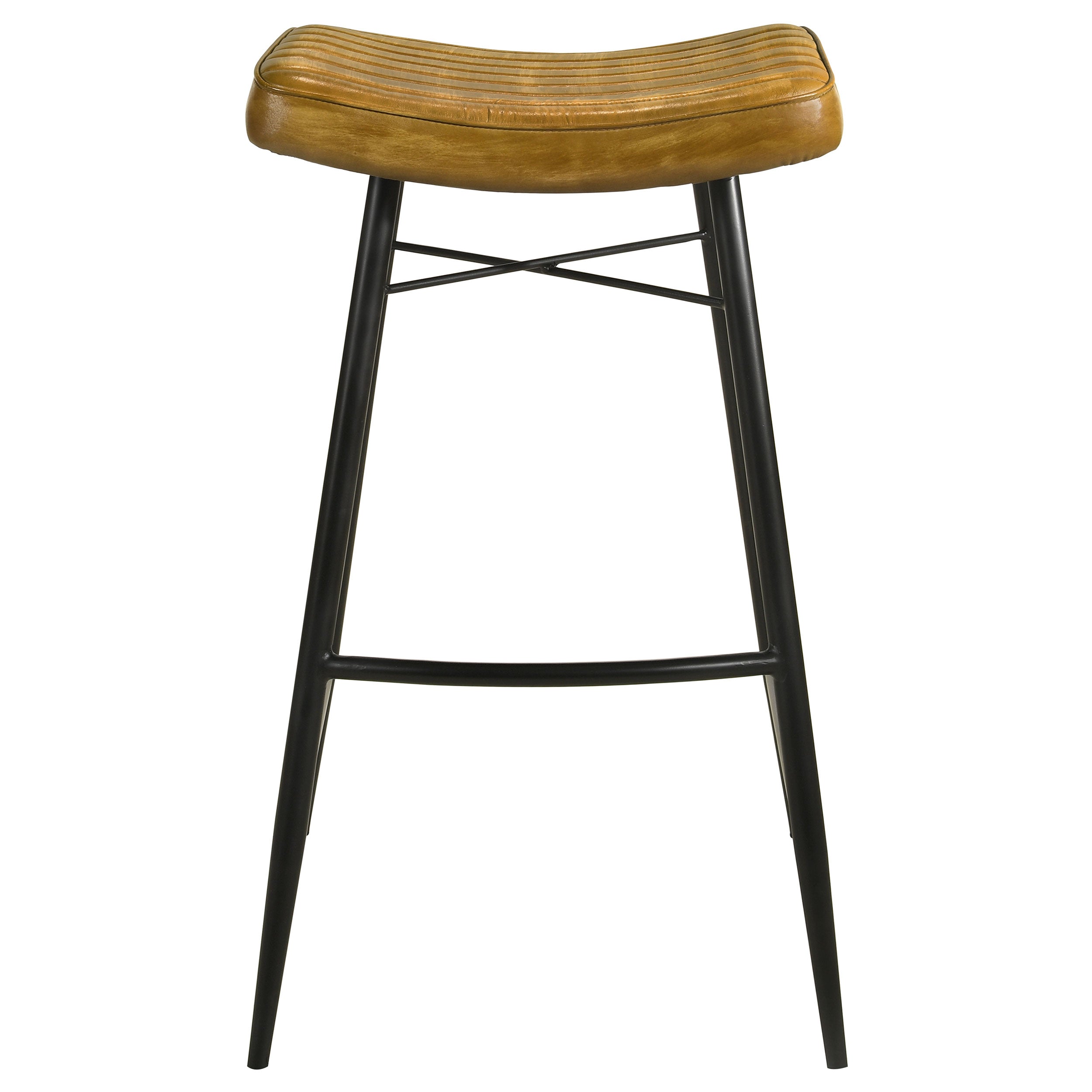 Bayu Leather Upholstered Saddle Seat Backless Bar Stool (Set of 2) image