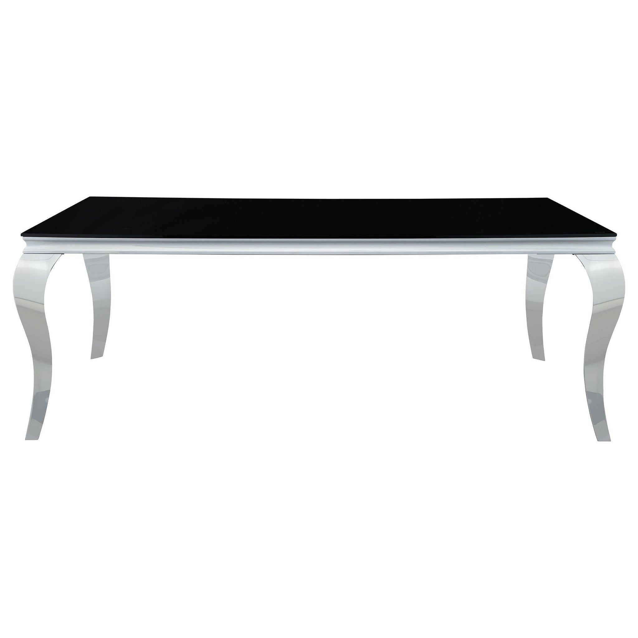 Carone Rectangular Glass Top Dining Table Black and Chrome image