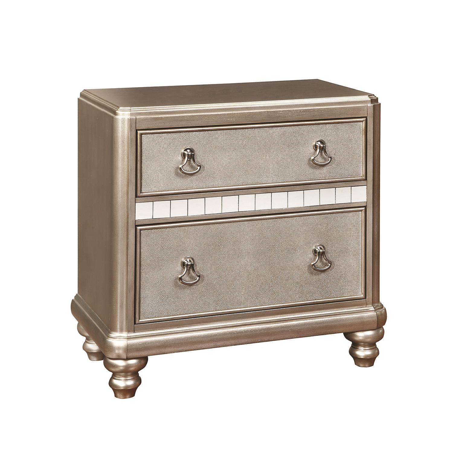 Bling Game 2-drawer Nightstand Metallic Platinum image