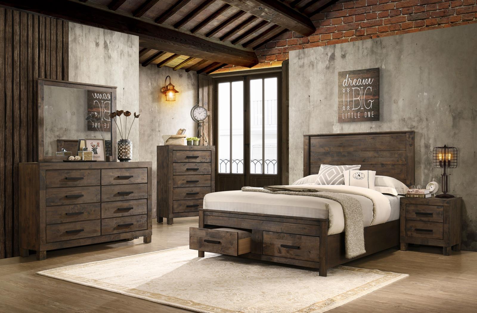 Woodmont 5-piece Eastern King Platform Bedroom Set Rustic Golden Brown image