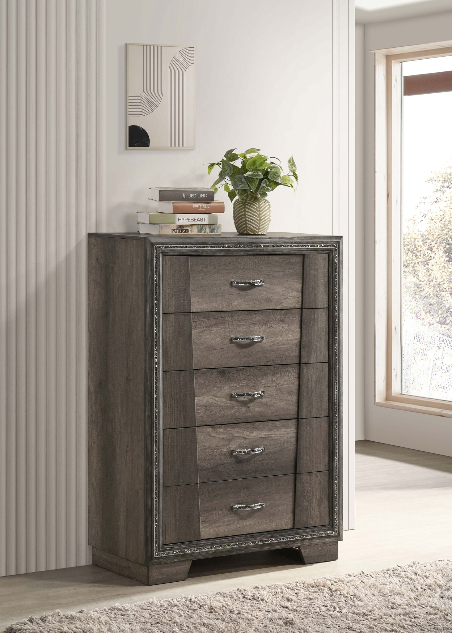 Janine 5-drawer Chest Grey image