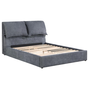 Laurel Upholstered Platform Bed with Pillow Headboard Charcoal Grey - Furnish 4 Less 98 (NY)*