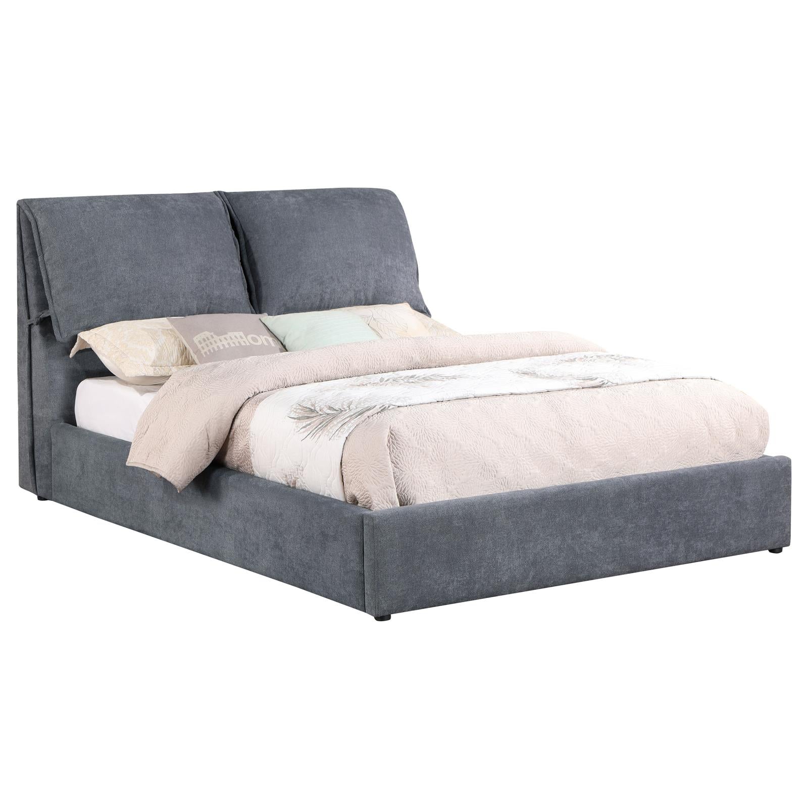 Laurel Upholstered Platform Bed with Pillow Headboard Charcoal Grey - Furnish 4 Less 98 (NY)*