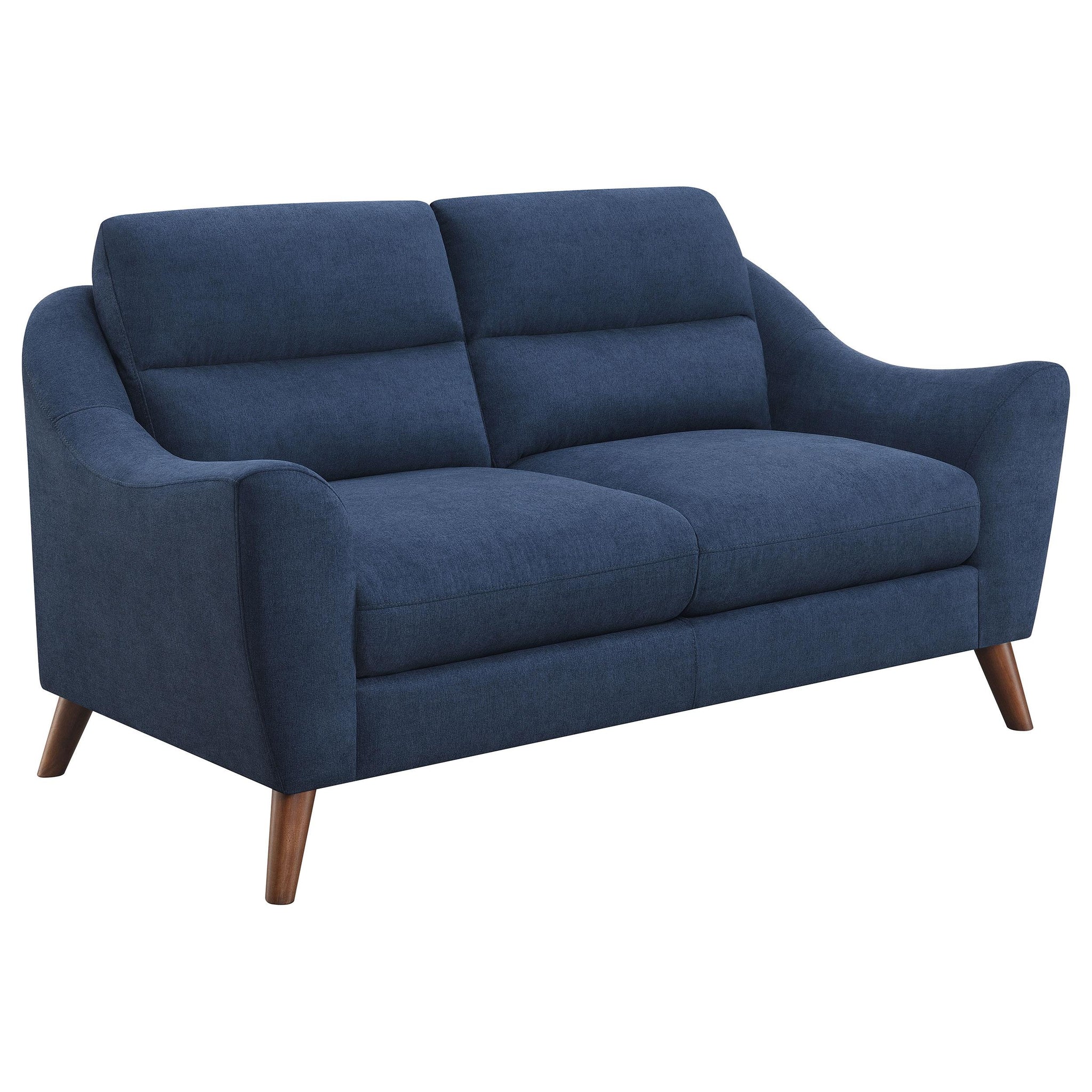 Gano Sloped Arm Upholstered Loveseat Navy Blue image