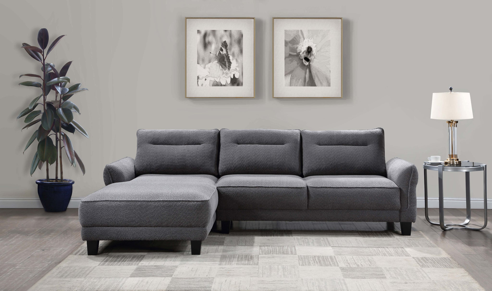 Caspian Upholstered Curved Arms Sectional Sofa