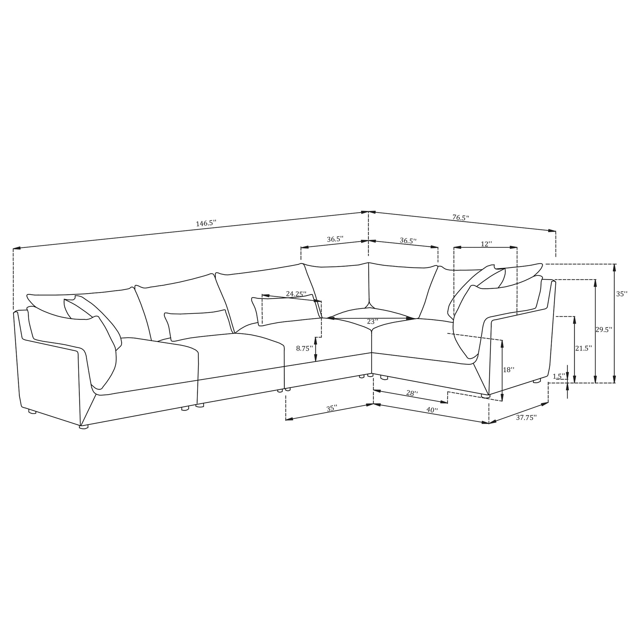 Sasha 5 Piece Sectionals