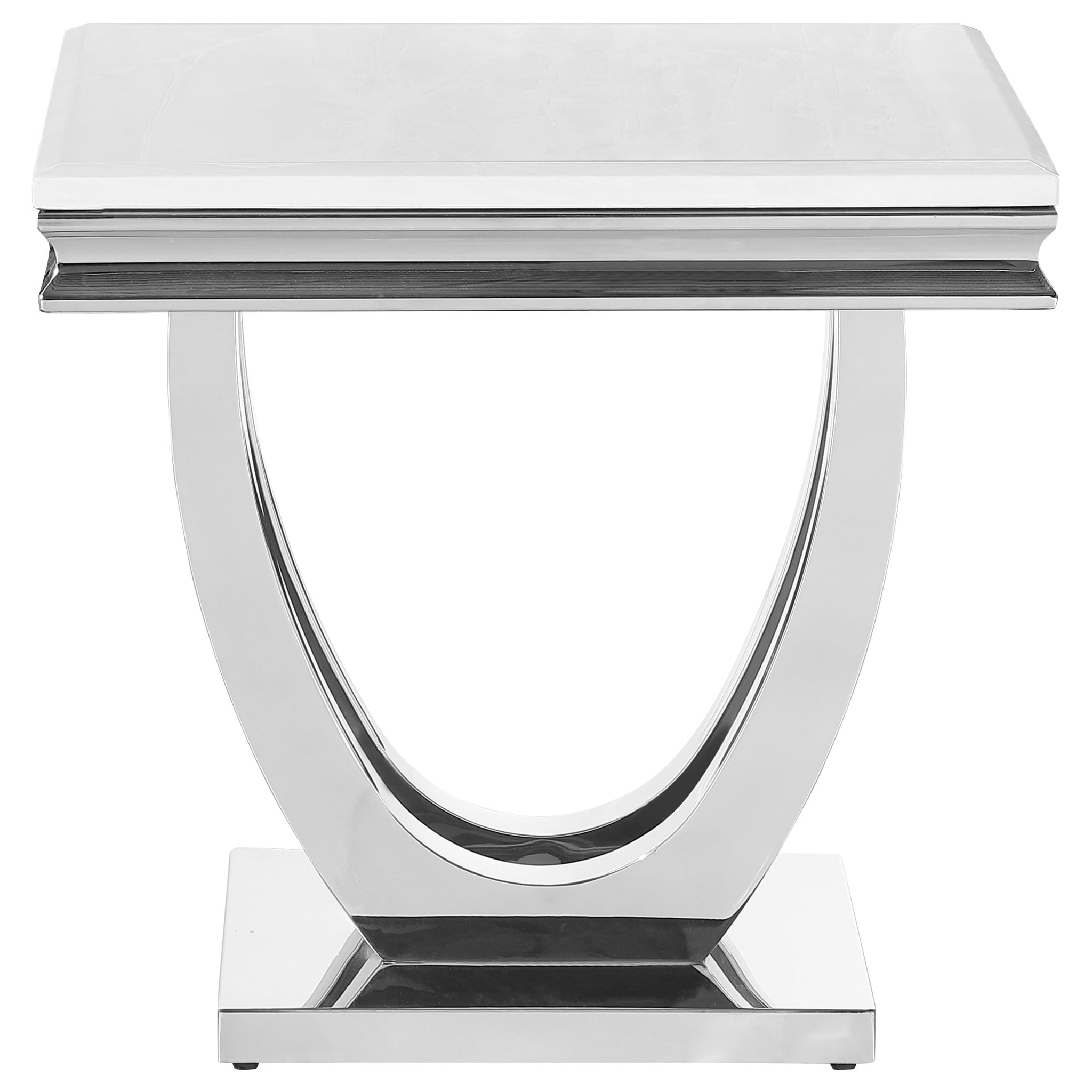 Kerwin U-base Square End Table White and Chrome