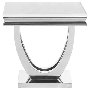 Kerwin U-base Square End Table White and Chrome