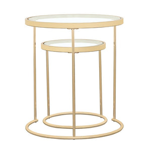 Maylin 2-piece Round Glass Top Nesting Tables Gold image