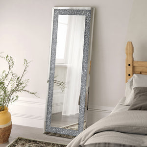 Valerie Crystal Inlay Rectangle Floor Mirror image