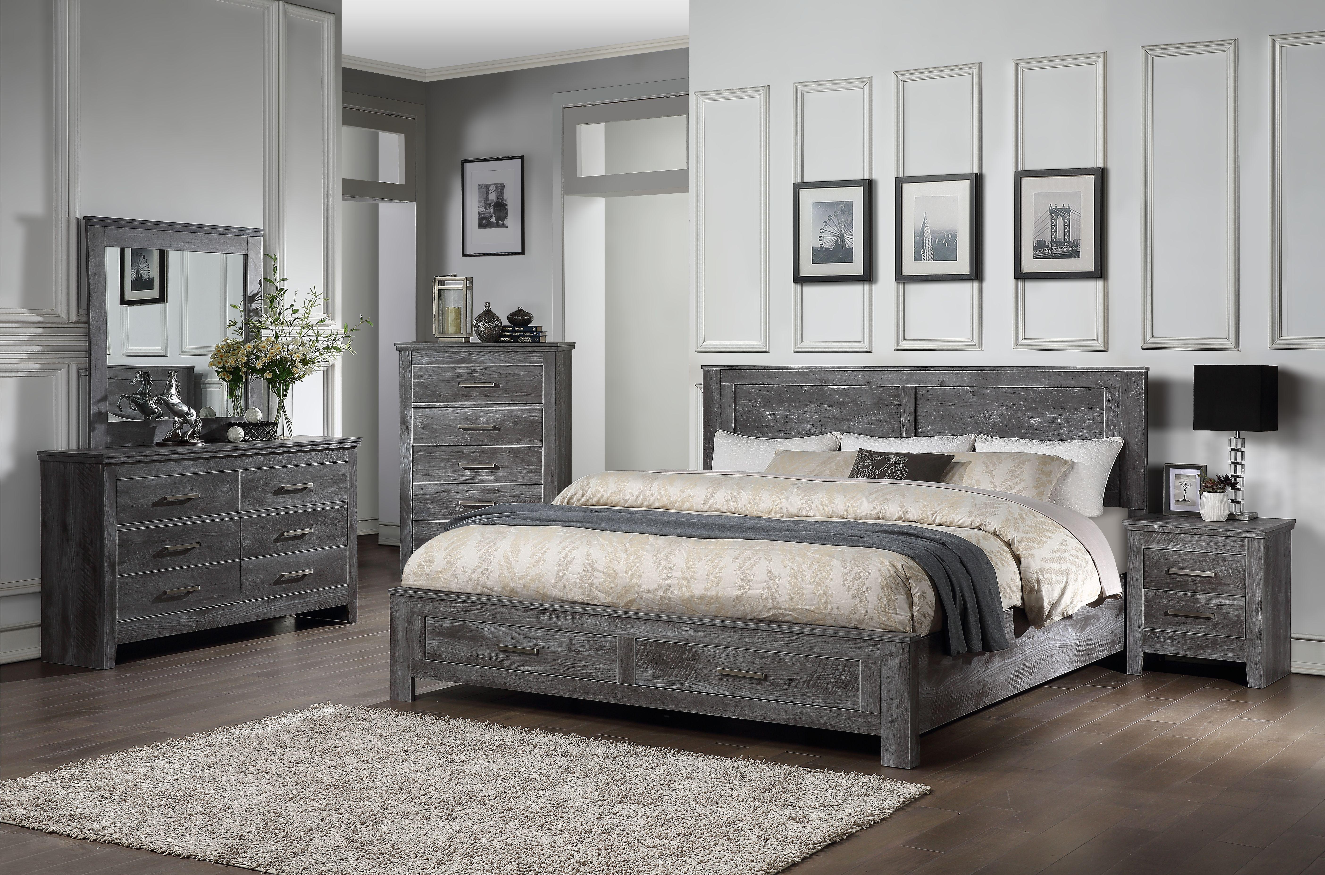 Vidalia Rustic Gray Oak Eastern King Bed (Storage) image