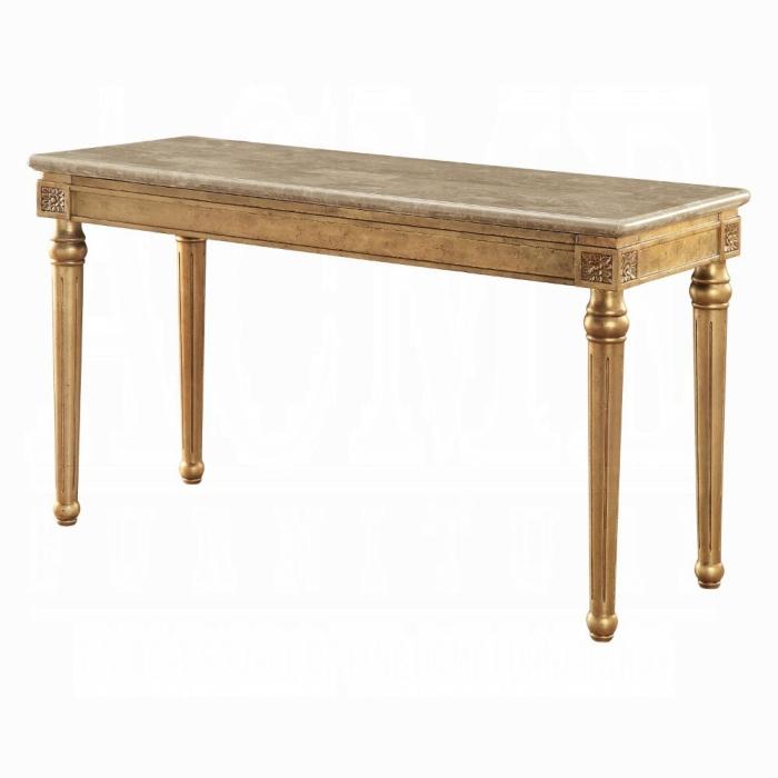 Acme Furniture Daesha Sofa Table in Marble/Antique Gold 81718