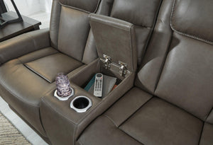 Card Player Smoke Power Reclining Loveseat