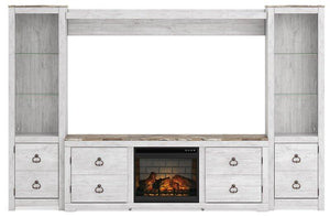 Willowton 4-Piece Entertainment Center with Electric Fireplace - Furnish 4 Less 98 (NY)*