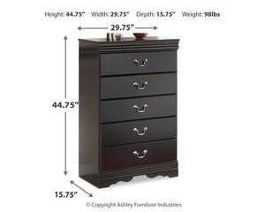 Huey Vineyard Black Queen Sleigh Bed with Dresser, Mirror and Chest of Drawers - Furnish 4 Less 98 (NY)*