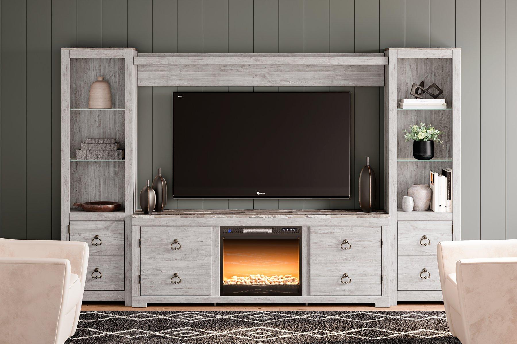 Willowton 4-Piece Entertainment Center with Electric Fireplace - Furnish 4 Less 98 (NY)*