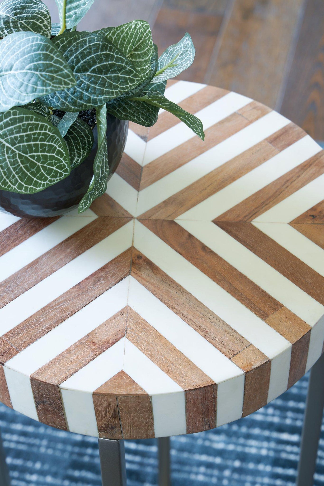 Cartley White/Light Brown Accent Table