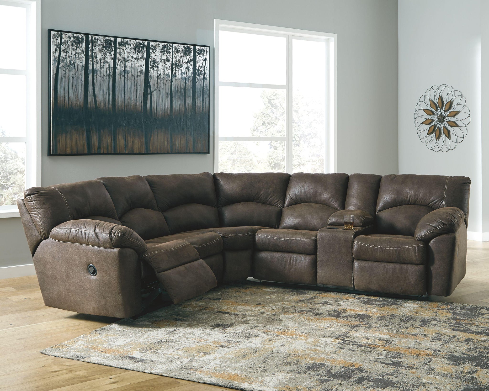 Tambo - 3 Pc. - Left Arm Facing Loveseat 2 Pc Sectional, Rocker Recliner - Furnish 4 Less 98 (NY)*