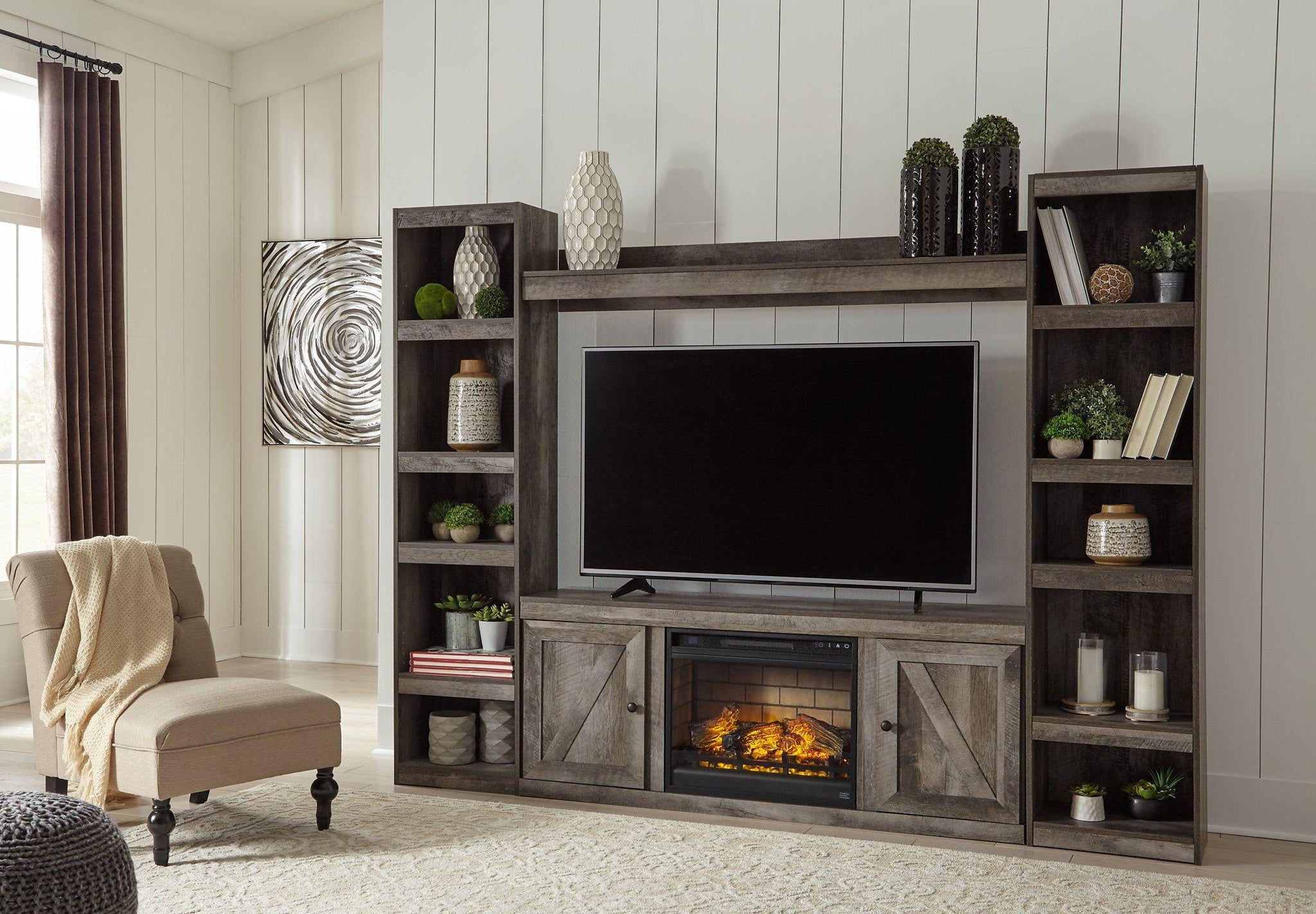 Wynnlow 4-Piece Entertainment Center with Electric Fireplace - Furnish 4 Less 98 (NY)*