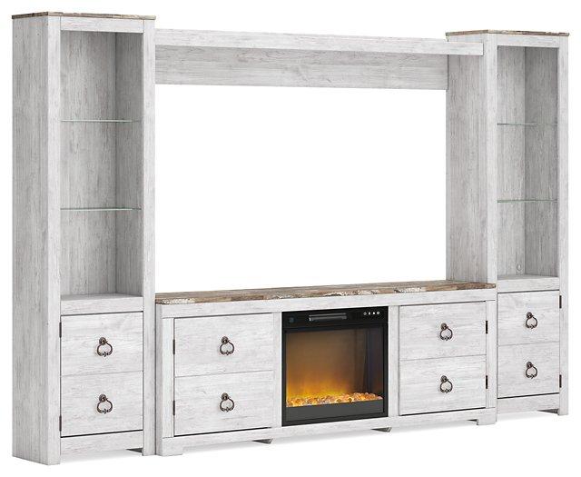 Willowton 4-Piece Entertainment Center with Electric Fireplace - Furnish 4 Less 98 (NY)*