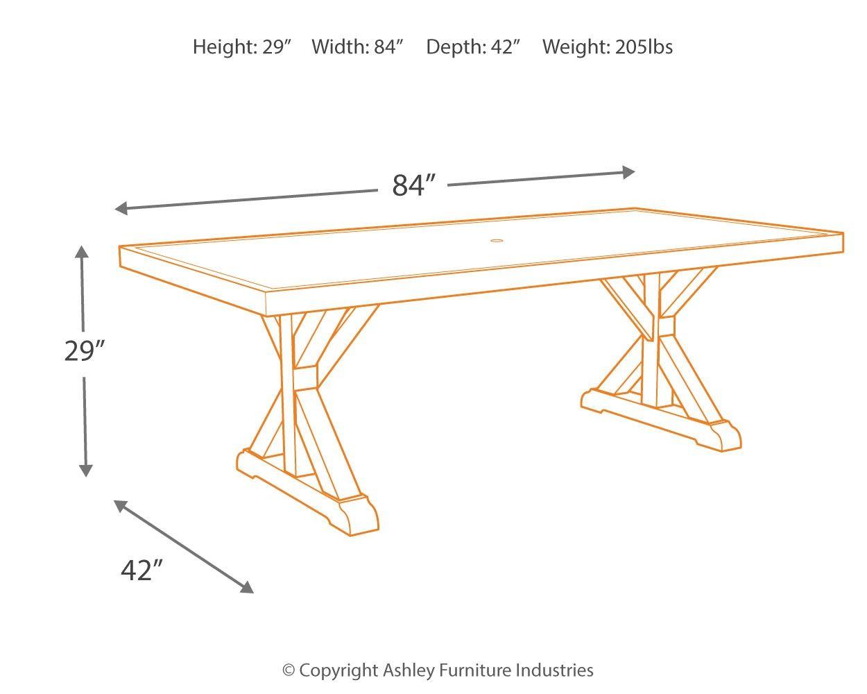 Beachcroft - Rect Dining Table W/umb Opt - Furnish 4 Less 98 (NY)*