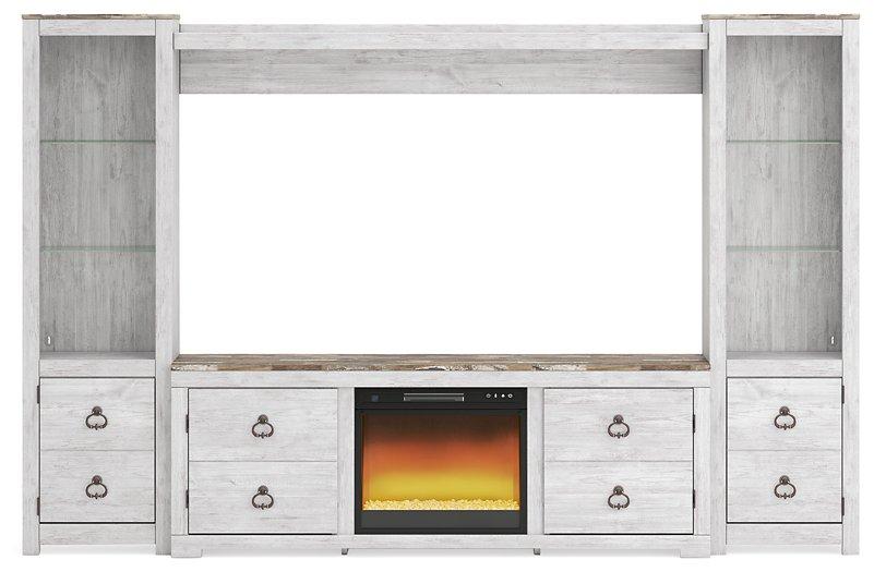 Willowton 4-Piece Entertainment Center with Electric Fireplace - Furnish 4 Less 98 (NY)*