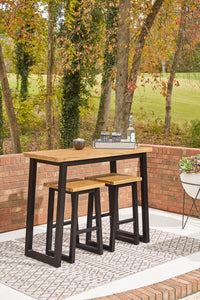 Town Wood Brown/Black Outdoor Counter Table Set (Set of 3) - Furnish 4 Less 98 (NY)*