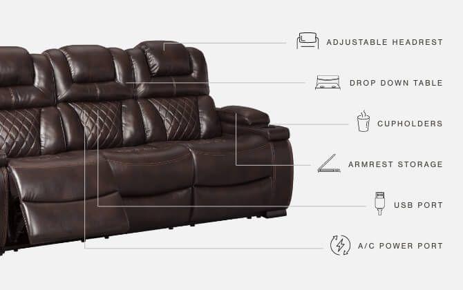 Warnerton - Pwr Rec Sofa With Adj Headrest - Furnish 4 Less 98 (NY)*