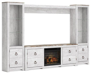 Willowton 4-Piece Entertainment Center with Electric Fireplace - Furnish 4 Less 98 (NY)*