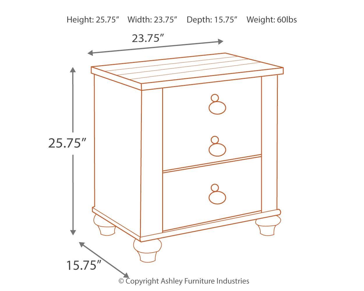 Willowton - Two Drawer Night Stand - Furnish 4 Less 98 (NY)*