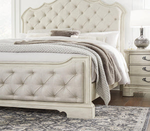 Arlendyne Antique White King Upholstered Bed