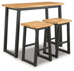 Town Wood Brown/Black Outdoor Counter Table Set (Set of 3) - Furnish 4 Less 98 (NY)*