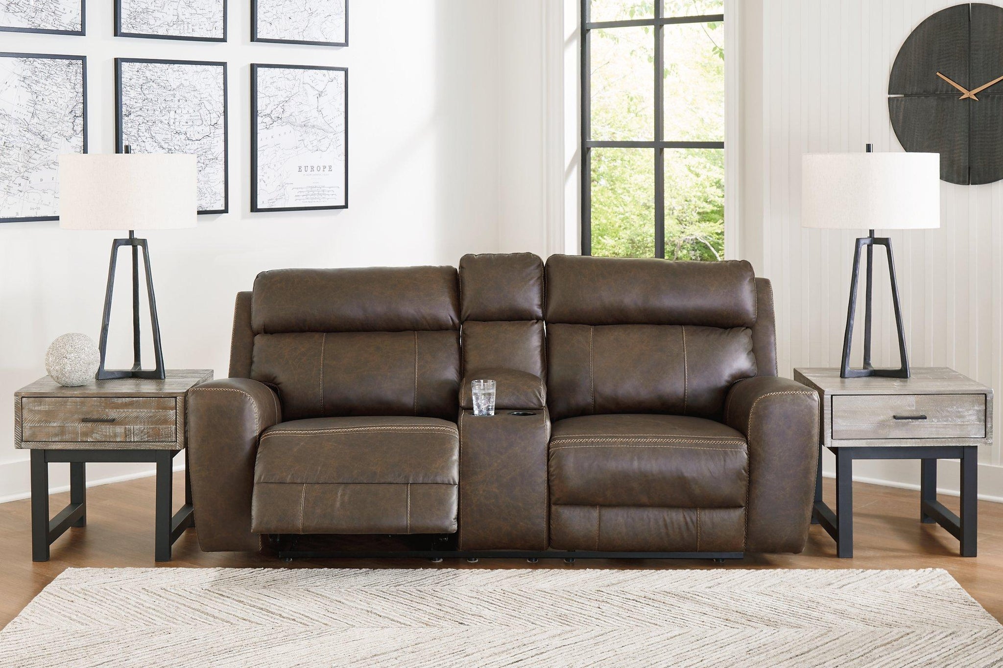 Roman Power Reclining Loveseat with Console