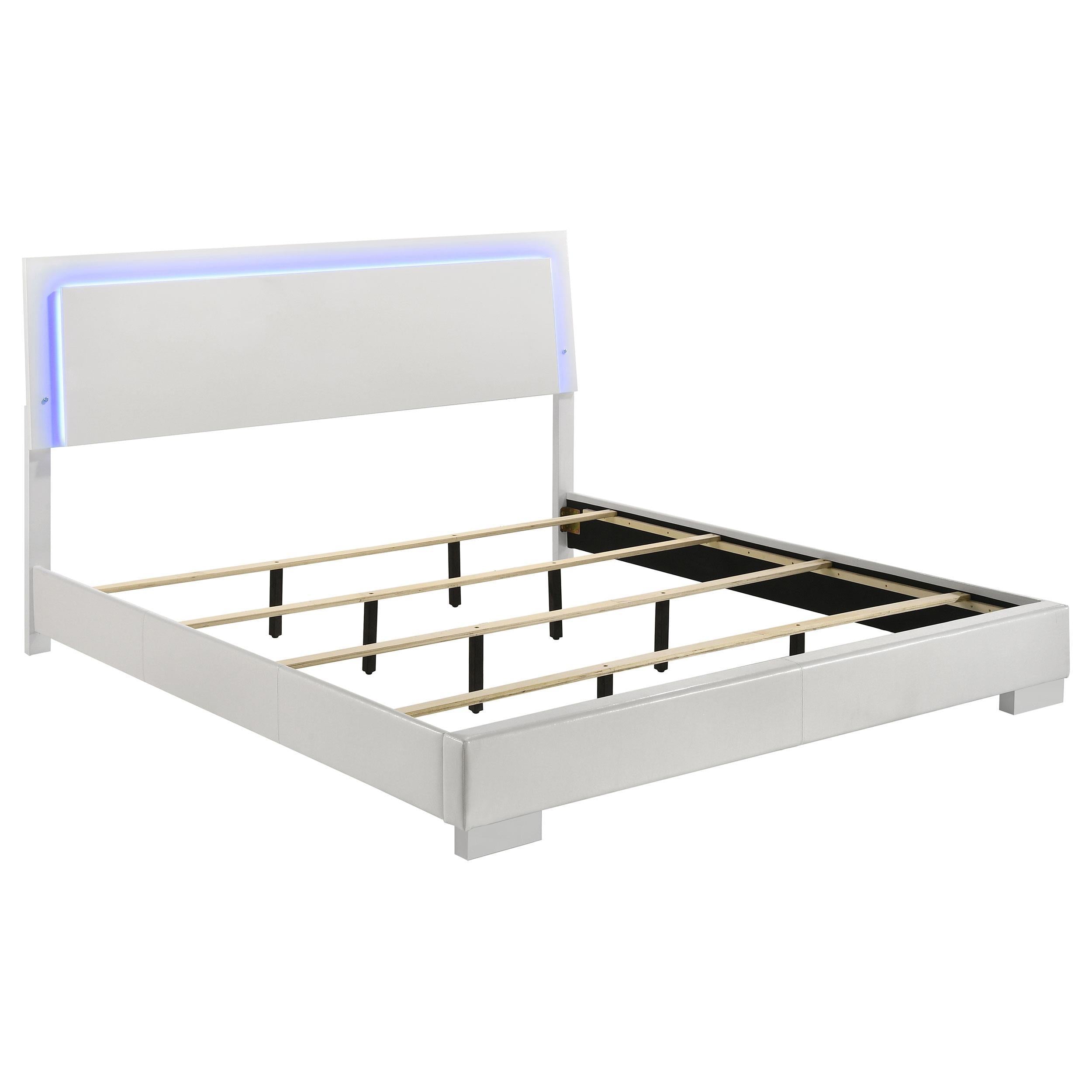 Felicity Eastern King, Queen, & Cal.King Panel Bed with LED Lighting Glossy White image