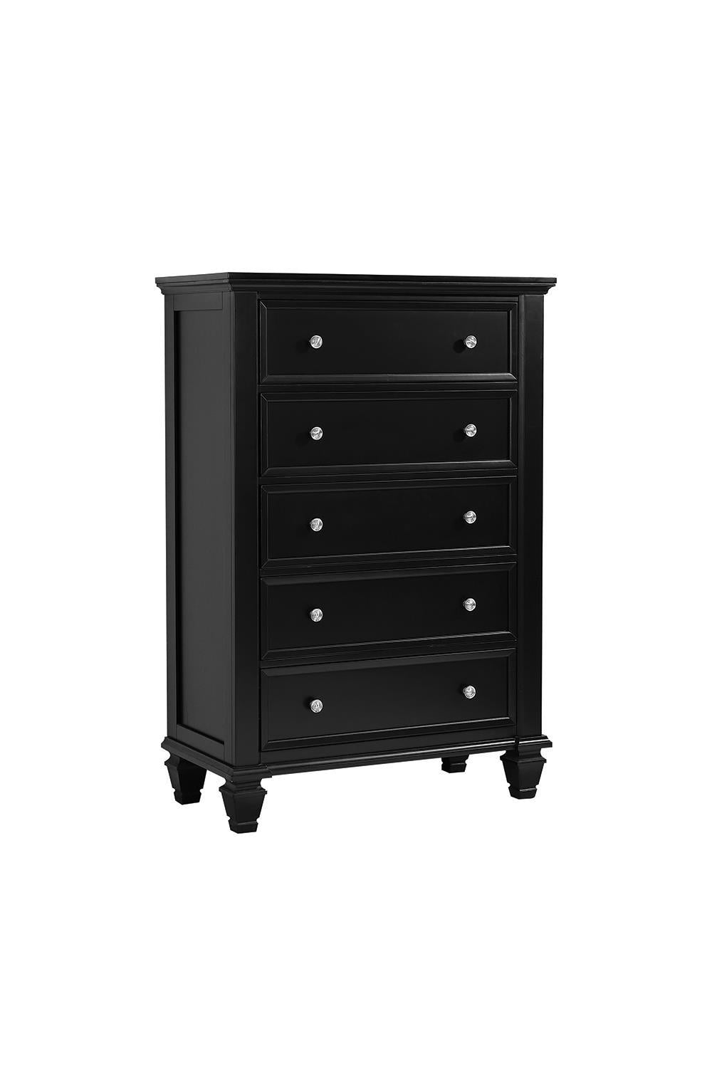 Sandy Beach Black Five Drawer Chest - Furnish 4 Less 98 (NY)*