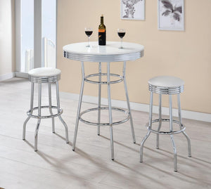 Theodore Upholstered Top Bar Stools White and Chrome (Set of 2)