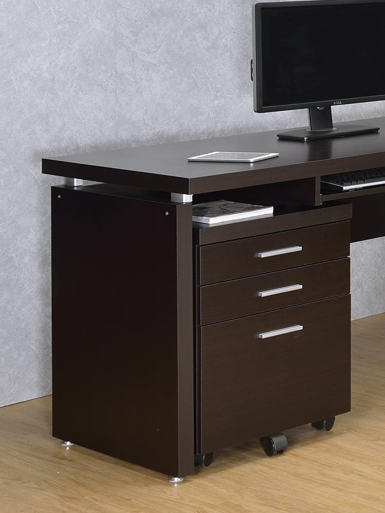 Skylar Contemporary Cappuccino Three Drawer File Cabinet - Furnish 4 Less 98 (NY)*