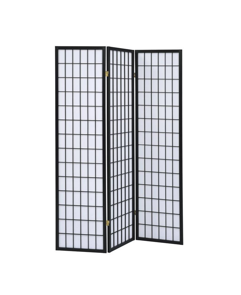 Transitional Three Panel Black Folding Screen - Furnish 4 Less 98 (NY)*