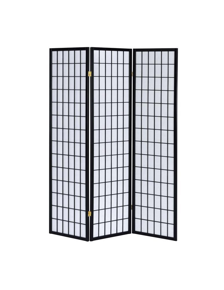 Transitional Three Panel Black Folding Screen - Furnish 4 Less 98 (NY)*