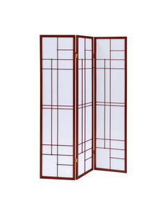 Transitional Brown Red Three Panel Screen - Furnish 4 Less 98 (NY)*