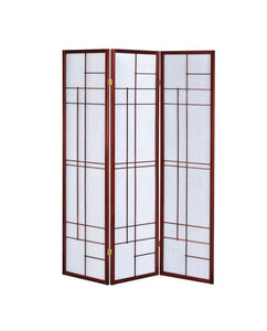 Transitional Brown Red Three Panel Screen - Furnish 4 Less 98 (NY)*