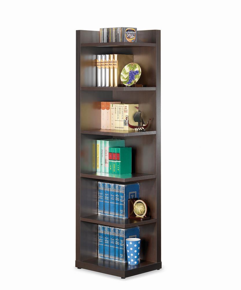 Transitional Cappuccino Corner Bookcase - Furnish 4 Less 98 (NY)*