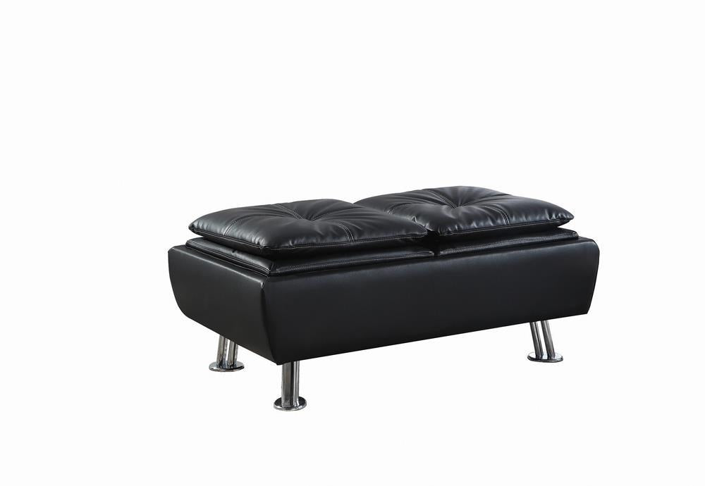 Dilleston Contemporary Black Ottoman - Furnish 4 Less 98 (NY)*