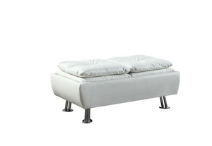 Dilleston Contemporary White Ottoman - Furnish 4 Less 98 (NY)*