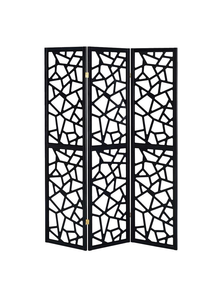 Transitional Black Three Panel Screen - Furnish 4 Less 98 (NY)*