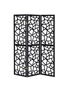 Transitional Black Three Panel Screen - Furnish 4 Less 98 (NY)*