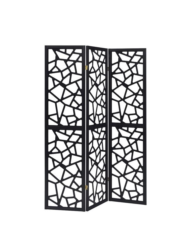 Transitional Black Three Panel Screen - Furnish 4 Less 98 (NY)*