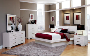 Jessica Contemporary White Eastern Kind Bed - Furnish 4 Less 98 (NY)*